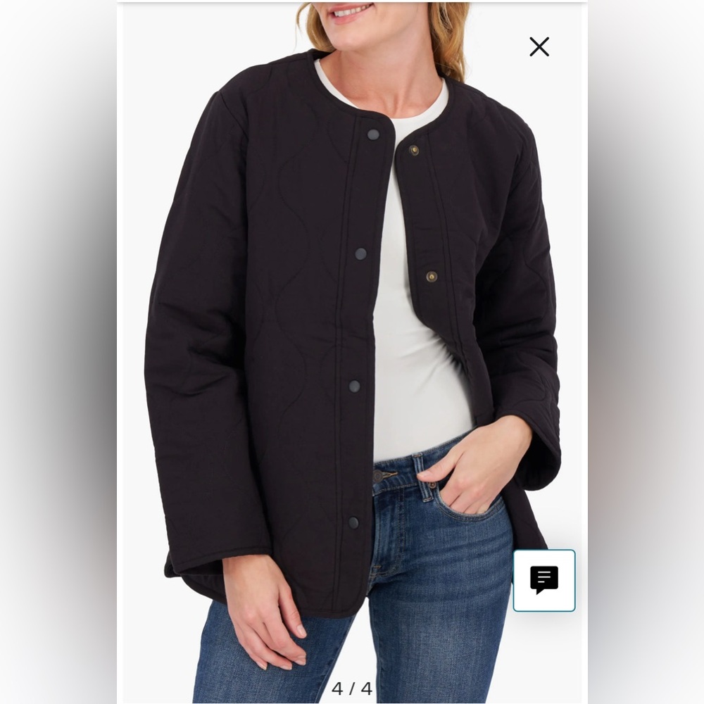 NWT Lucky Brand Quilted Jacket Snap Front Colarless Women’s size Large